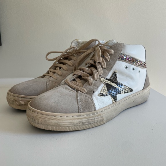 Piranha running shoes- snakeskin star/glitter details, side zipper high tops - Picture 5 of 5